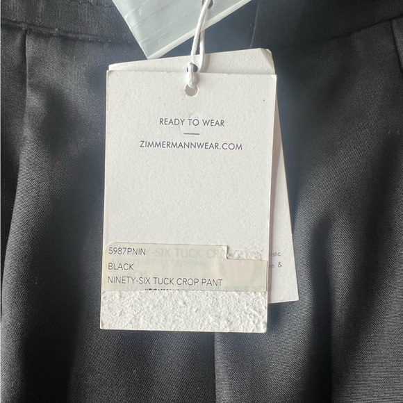 Zimmermann NWT Black Ninety-Six Tuck Crop Pant Brand Size 0/US Size 2/4 - Picture 5 of 6